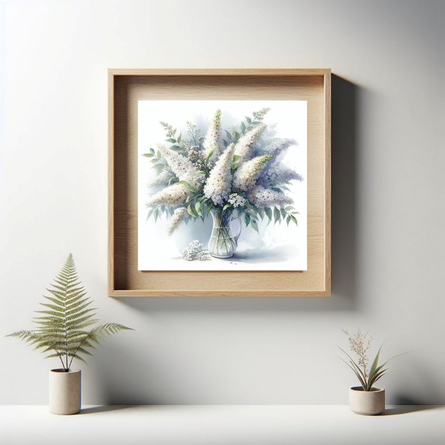 Elegant White Buddleia Blommigt Bouquet Art Mönste Poster (Skapare uppladdad)