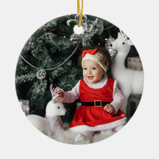 Elegant White Buffalo Play Photo Julgransprydnad Keramik (Framsidan)