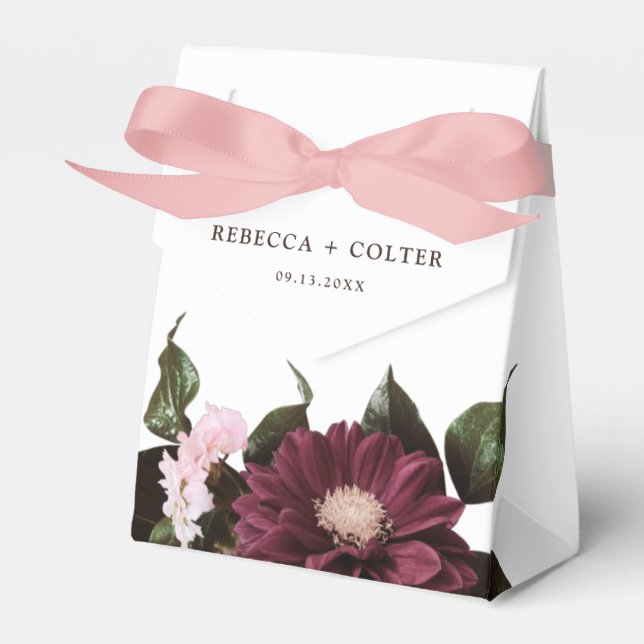 Elegant White Burgundy Blommigt Bröllop Presentaskar (Framsidan Sidan)