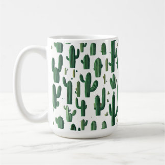 Elegant White Cactus Design Mug Kaffemugg