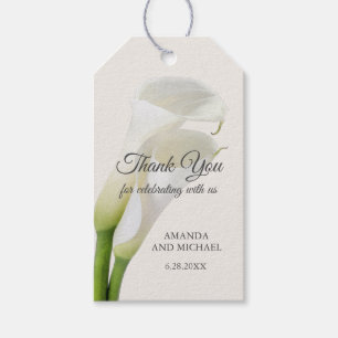 Elegant White Calla Lilies Blommigt Tack Presentetikett