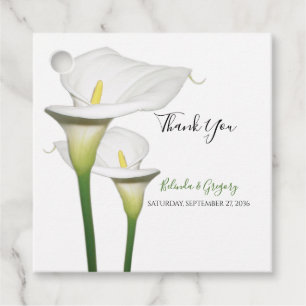 Elegant White Calla Lilies Bröllop Gift Gåvor Etiketter