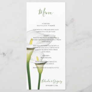 Elegant White Calla Lilies Bröllop Meny
