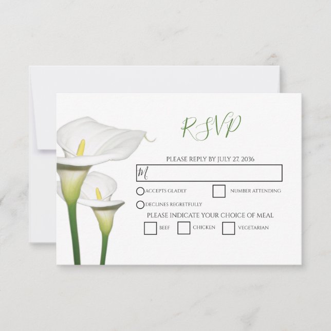 Elegant White Calla Lilies Bröllop OSA Cards (Framsida)