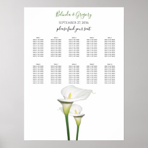Elegant White Calla Lilies Bröllop Sittdiagram Poster