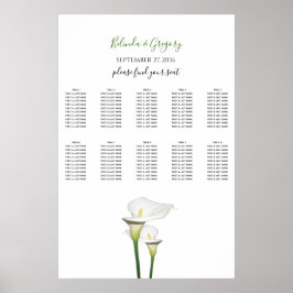Elegant White Calla Lilies Bröllop Sittdiagram Poster