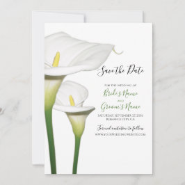 Elegant White Calla Lilies Bröllop spara datum Datumet