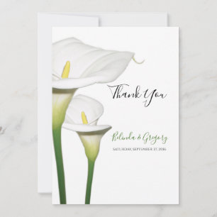 Elegant White Calla Lilies Bröllop Tack Kort