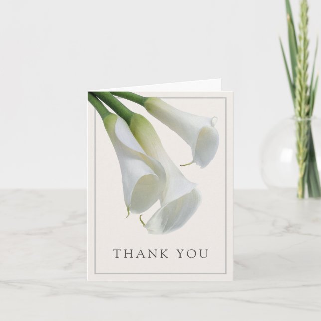 Elegant White Calla Lilies Tack Kort (Framsida)