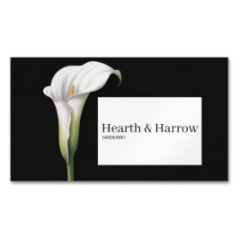 Elegant White Calla Lily Black Floral Magnetiska Visitkort