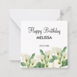 Elegant White Calla Lily Blommigt Birthday Anteckningskort