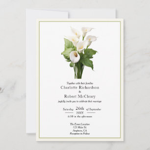 Elegant White Calla Lily Bröllop Inbjudningar