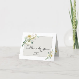 Elegant White Calla Lily & Eucalyptus Bröllop Tack Kort