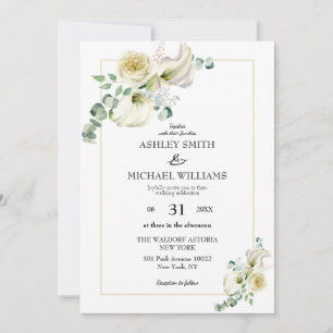 Elegant White Calla Lily & Eucalyptus Greenery Inbjudningar