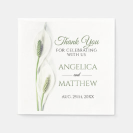 Elegant White Calla Lily Flowers Blommigt Tack Pappersservett