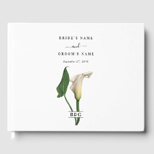 Elegant White Calla Lily Grönt Botanical Bröllop Gästböcker