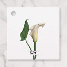 Elegant White Calla Lily Grönt Botanical Bröllop Gåvor Etiketter