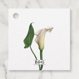 Elegant White Calla Lily Grönt Botanical Bröllop Gåvor Etiketter