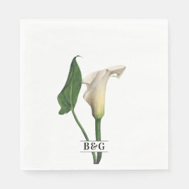 Elegant White Calla Lily Grönt Botanical Bröllop Pappersservett