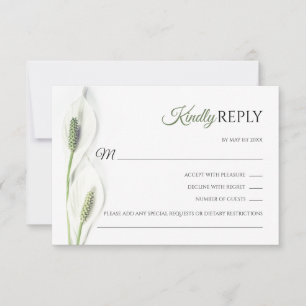 Elegant White Calla Lily Olive OSA Bröllop Kort