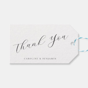 Elegant White Calligraphy Bröllop Tack Presentetikett