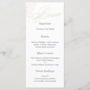 Elegant White Calligraphy Faux Guld Script Menu Meny