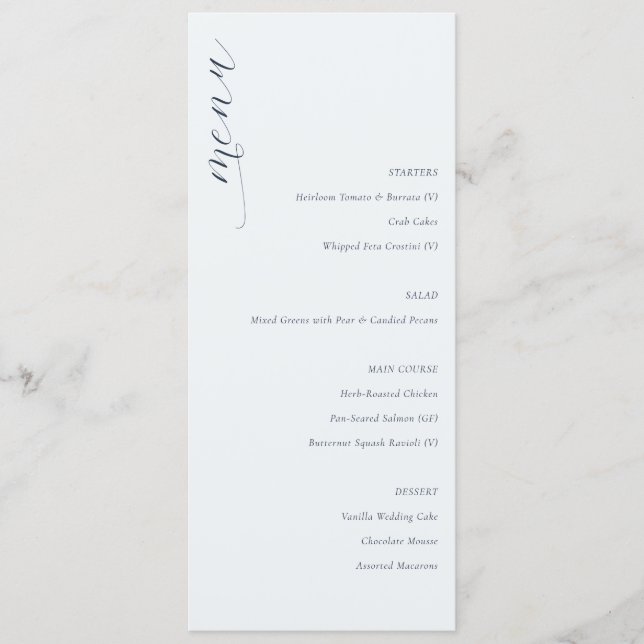 Elegant White Calligraphy Menu Meny (Framsida)