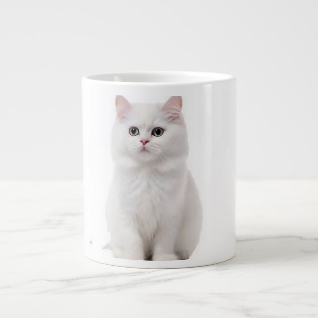 Elegant White Cat Ceramic Mugg Jumbo Mugg (Framsidan)