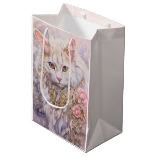 Elegant White Cat i Guld och Diamonds Birthday