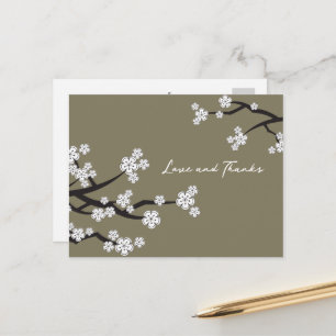 Elegant White Cherry Blommars Sakura Kärlek & Tack Vykort