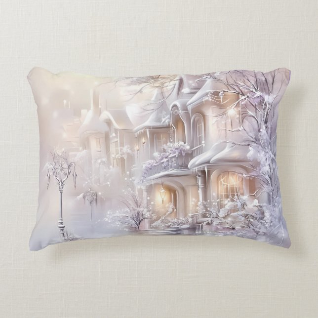 Elegant White Christmas Accent Pillow Prydnadskudde (Framsidan)