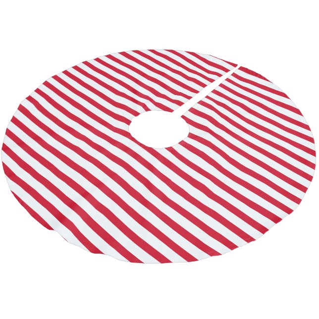Elegant White Christmas Red Stripe Julgransmatta Borstad Polyester (Vinklad)