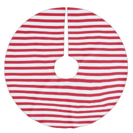 Elegant White Christmas Red Stripe Julgransmatta Borstad Polyester