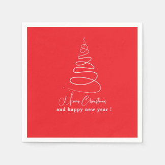Elegant White Christmas Tree Red Christmas Pappersservett