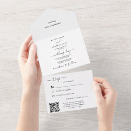 Elegant White Classic Bröllop QR Code OSA