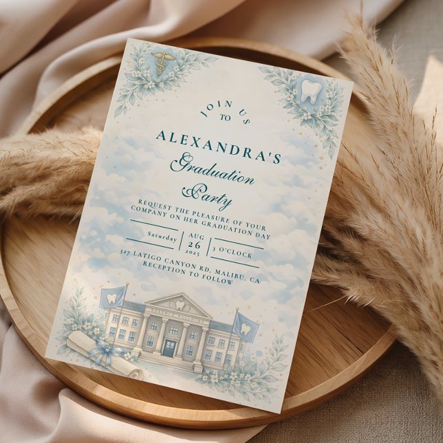 Elegant White Coat Dentist Graduation Party Inbjudningar (Skapare uppladdad)