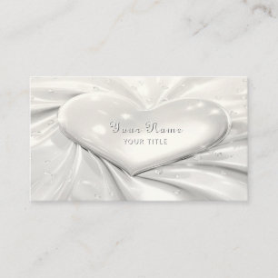 Elegant White Cream Heart Affärskort Visitkort