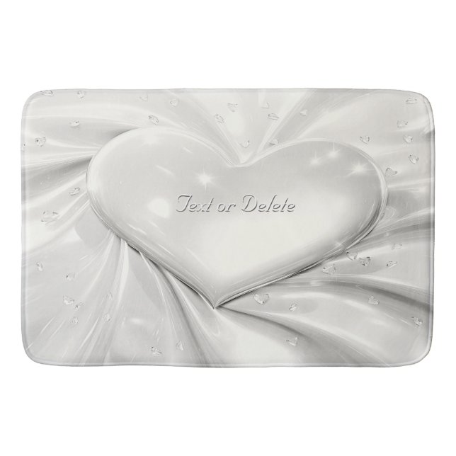 Elegant White Cream Heart Bath Mat Badrumsmatta (Framsidan)