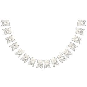 Elegant White Cream Heart Bunting Flagga