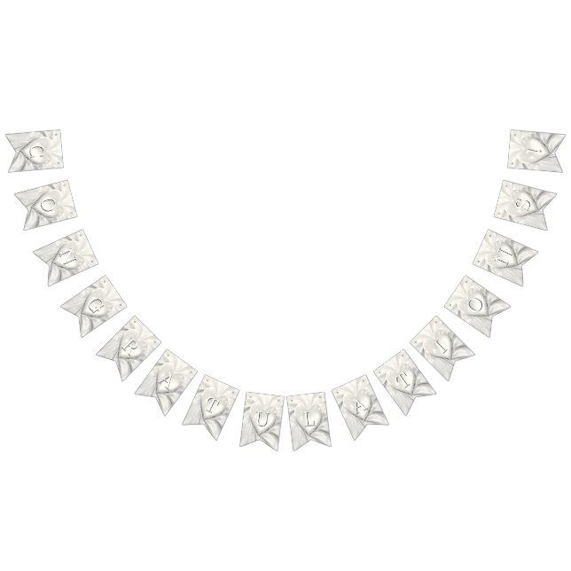 Elegant White Cream Heart Bunting Flagga (Alla)