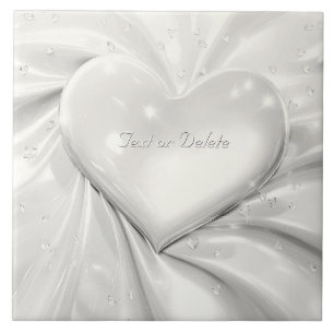 Elegant White Cream Heart Ceramic Tile Kakelplatta