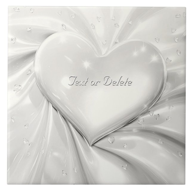 Elegant White Cream Heart Ceramic Tile Kakelplatta (Framsidan)