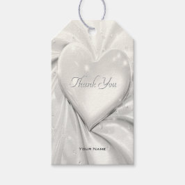 Elegant White Cream Heart Gift Märkre Presentetikett