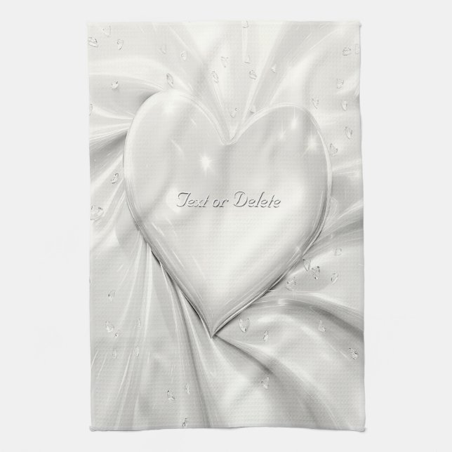Elegant White Cream Heart Kitchen Towels Kökshandduk (Vertikal)