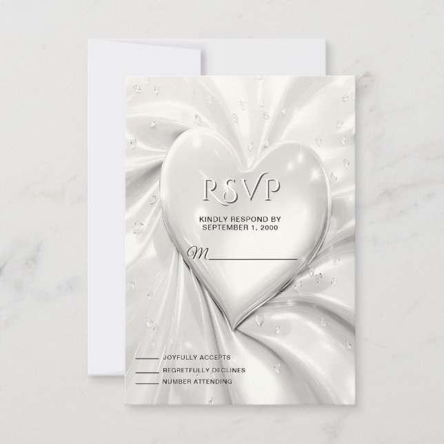Elegant White Cream Heart OSA kort (Framsida)
