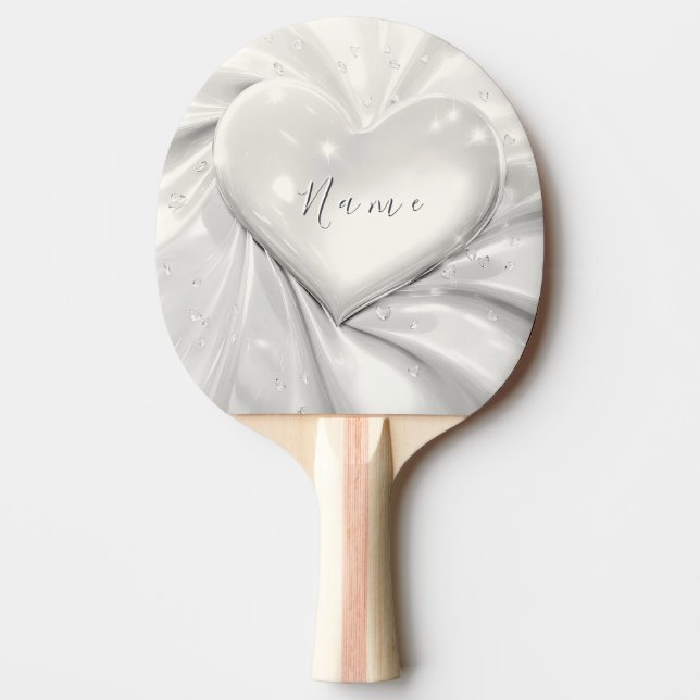 Elegant White Cream Heart Ping Pong Paddle Pingisracket (Framsidan)
