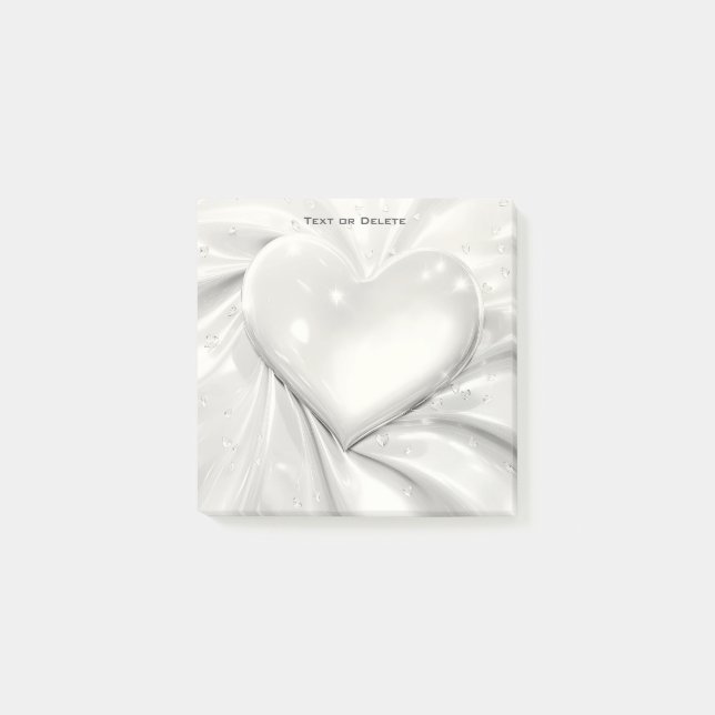 Elegant White Cream Heart Post det Post-it Block (Framsida)