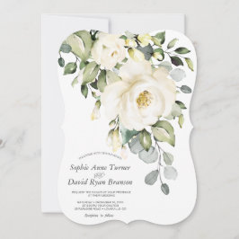 Elegant White Cream Watercolor Flowers Bröllop Inbjudningar