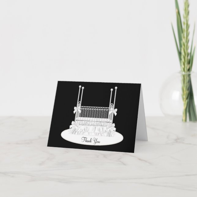 Elegant White Crime Baby Shower - tack för dina ko Kort (Framsida)