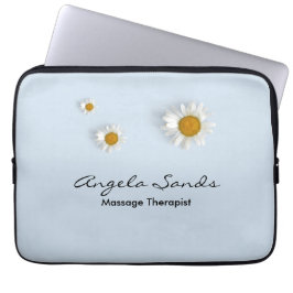 Elegant white daisies blue laptop fodral